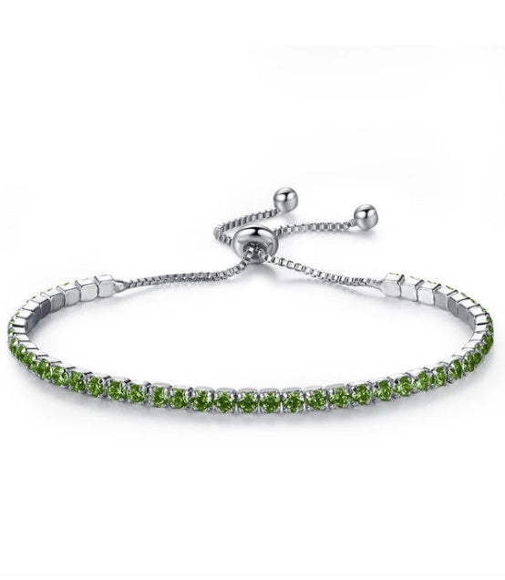 Adjustable Tennis Bracelet 925 Sterling Silver 5A Cubic Zirconia