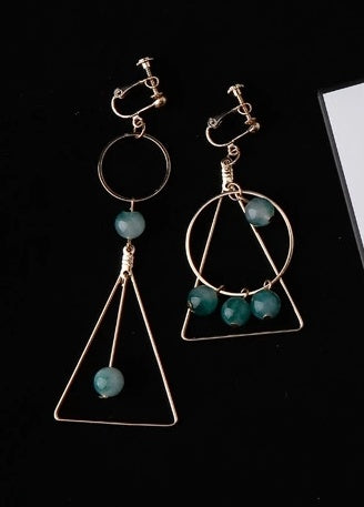 Earring Earrings Asymmetrical Triangle Circle Ball Earhook Creative