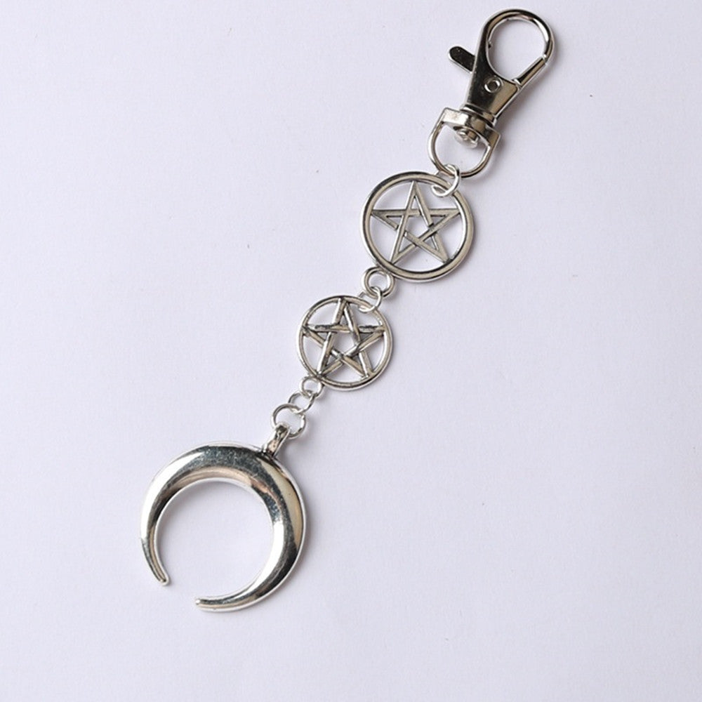 Crescent Alloy Keychain Pentagrammoon