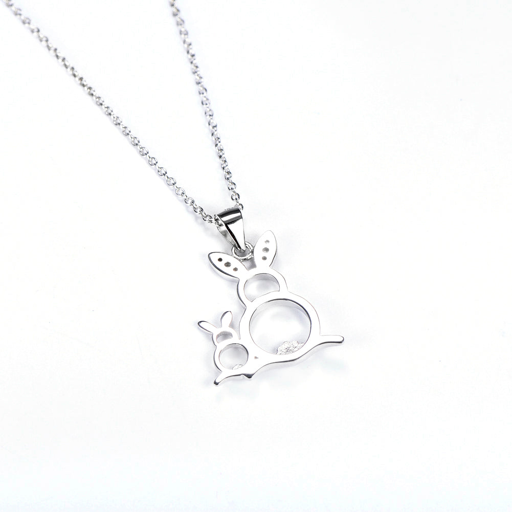 Cute Golden&Silver Rabbits Pendant 925 Silver Necklace