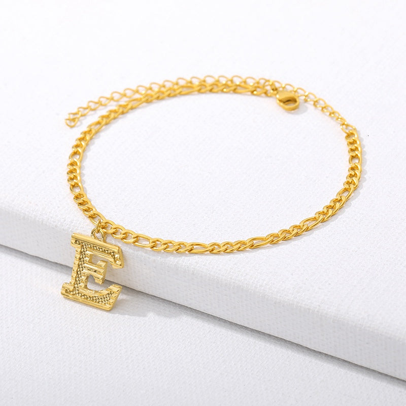 Initial Gold Letter Anklet Alphabet Pendants Jewelry