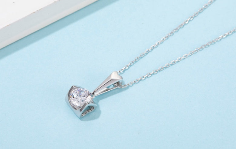 S925 Sterling Silver Moissanite Stud & Necklace Set
