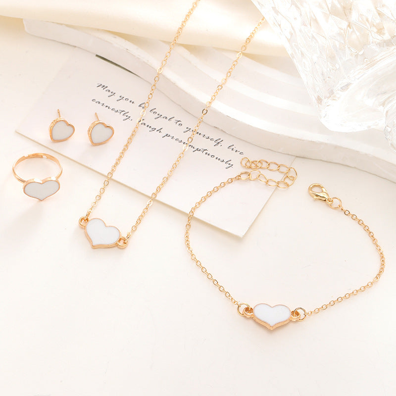 Simple Love Heart Jewelry Set for Women