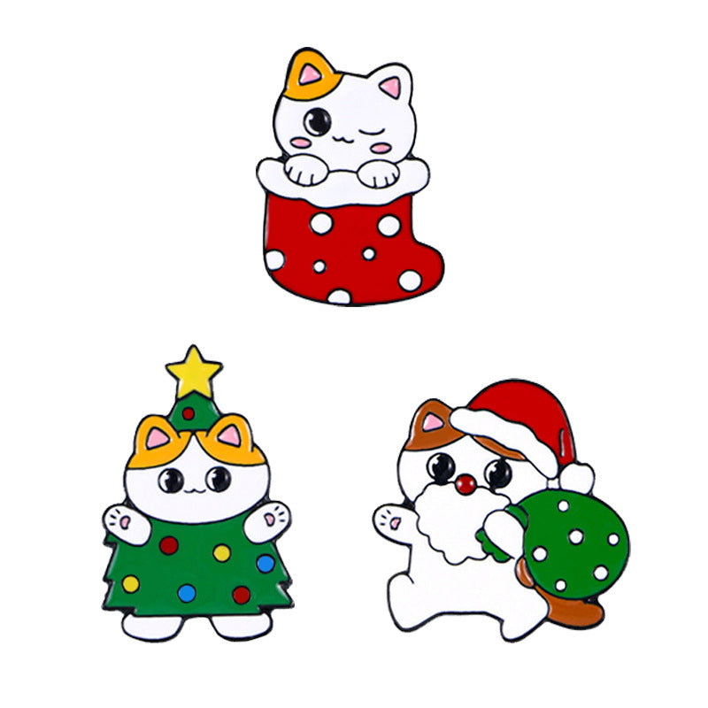 Christmas Brooch Original Cartoon Cat