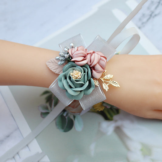 Simulation Fabric Wrist Corsage for Bride