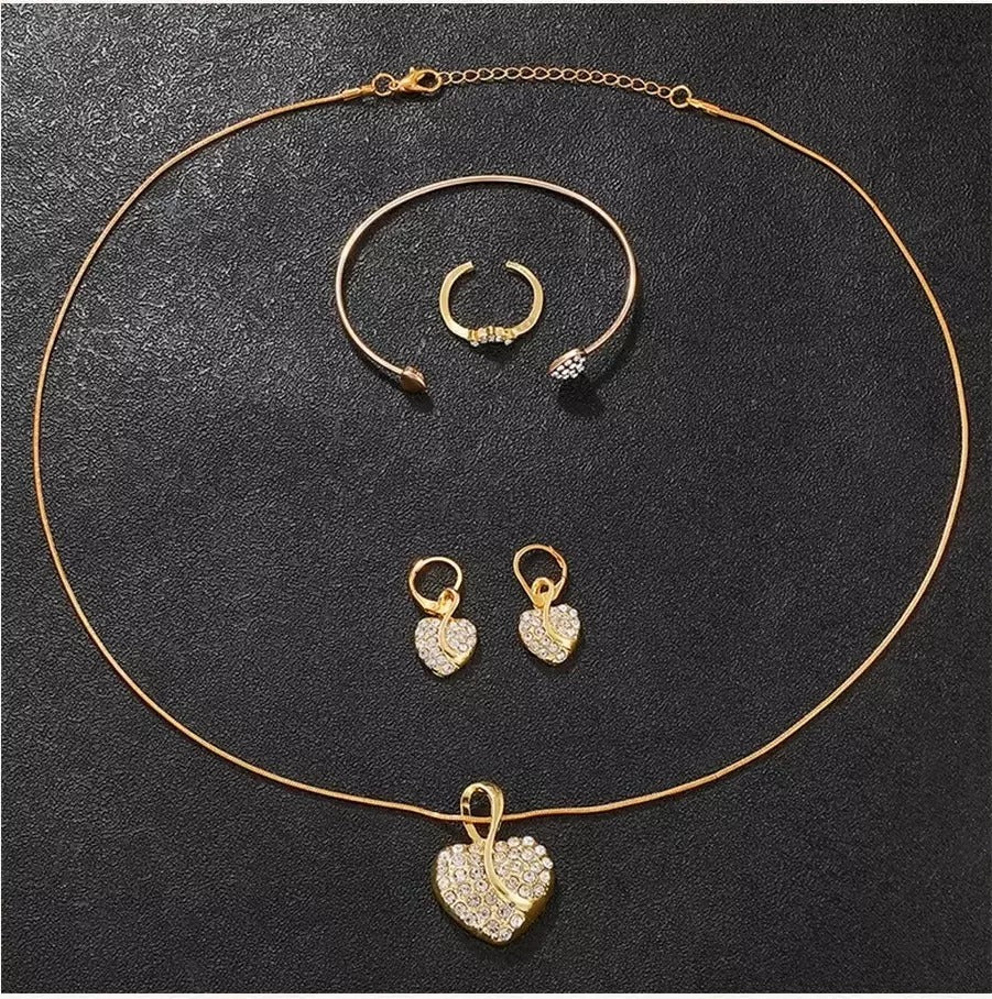 Gold Boho Ring Set & Full Diamond Watch Suit