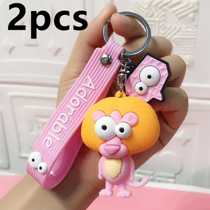 Funny Ugly Cute Eye-Eyed Elephant Keychain Cute Cartoon Epoxy Eye-Eyed Cow Car Key Chain Ring Bag Pendant