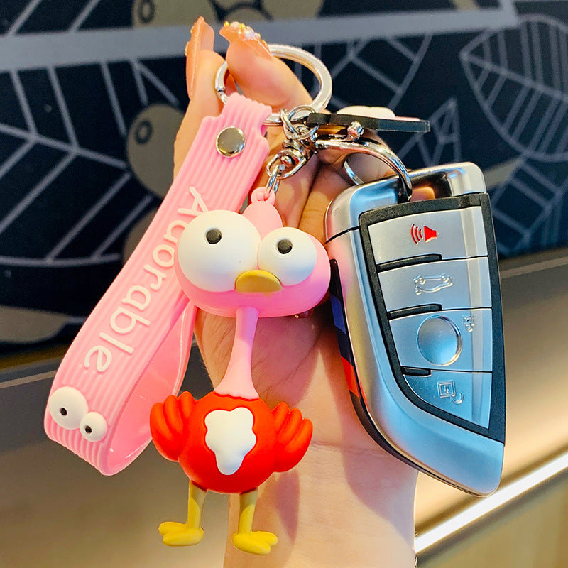 Big Eyes Ostrich Doll Cartoon Car Keychain