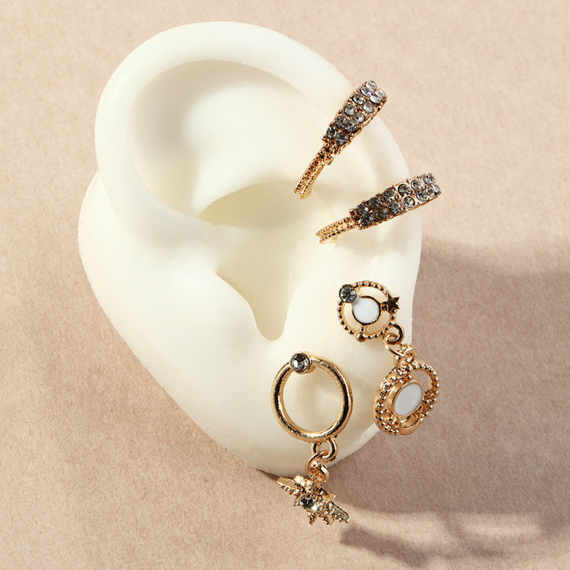 Diamond - Encrusted Octagon - Shaped Clip Earring Set