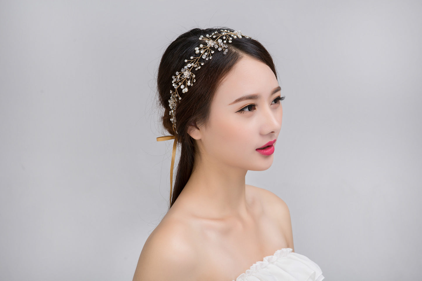 Pure Handmade Gold And Silver Crystal Bridal Hair Accessories