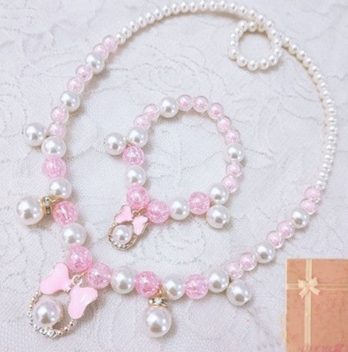 Children's Necklace Jewelry Pearl Bracelet Set