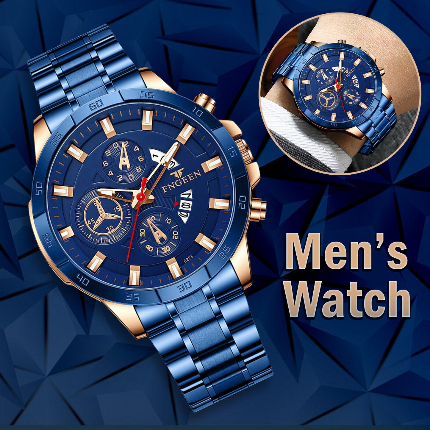 Waterproof Men Quartz Analog Watch Classic Stainless Steel Business Wristwatch