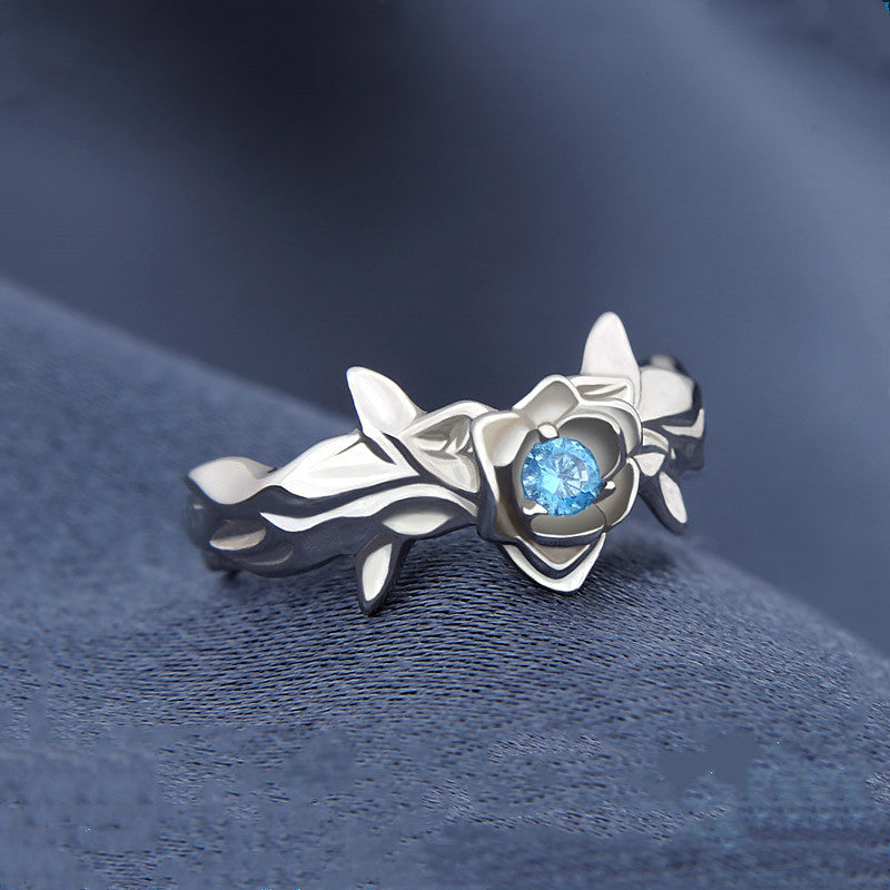 Blue Rose 925 Silver Jewelry Ring Anime