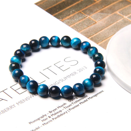 Of 8mm Semi-precious Stone Blue Tiger Stone Handmade Jewelry Couple Bracelet
