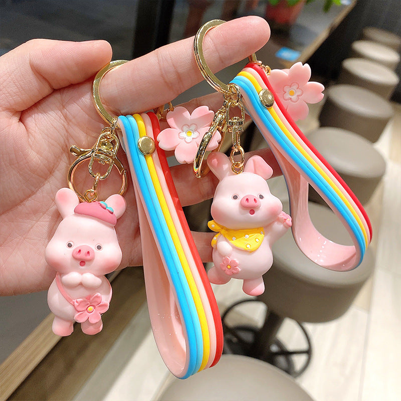 Cherry Blossom Pig Personality Creative Keychain