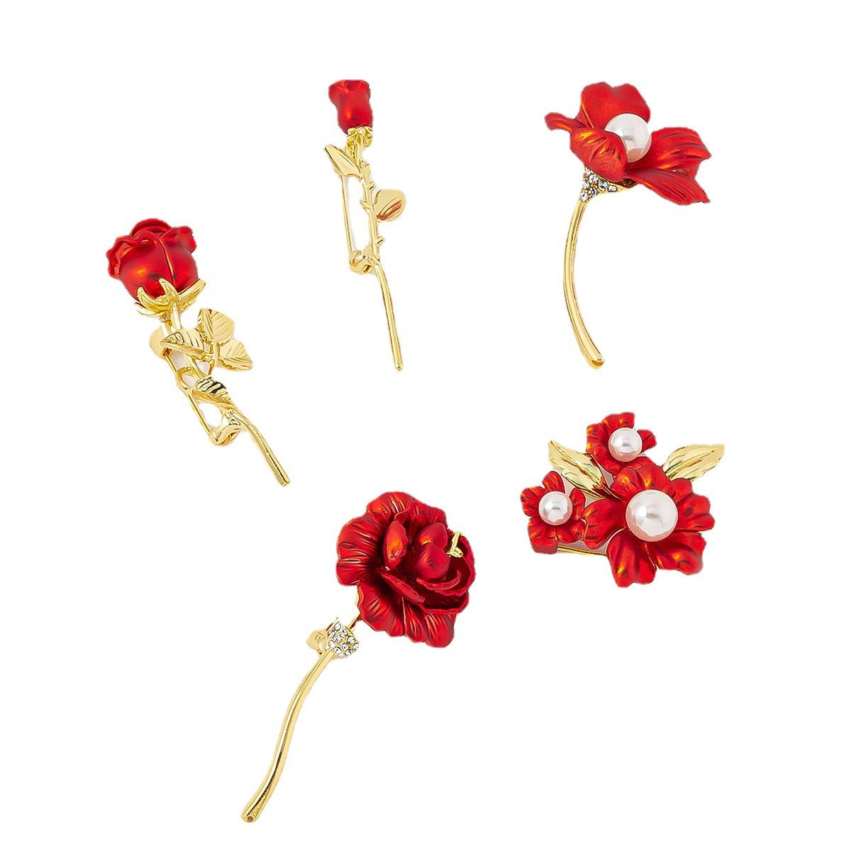 Women's Exquisite Red Rose Shape Brooch