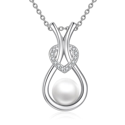 Freshwater Cultured Pearl Sterling Silver Heart Pendant Necklace