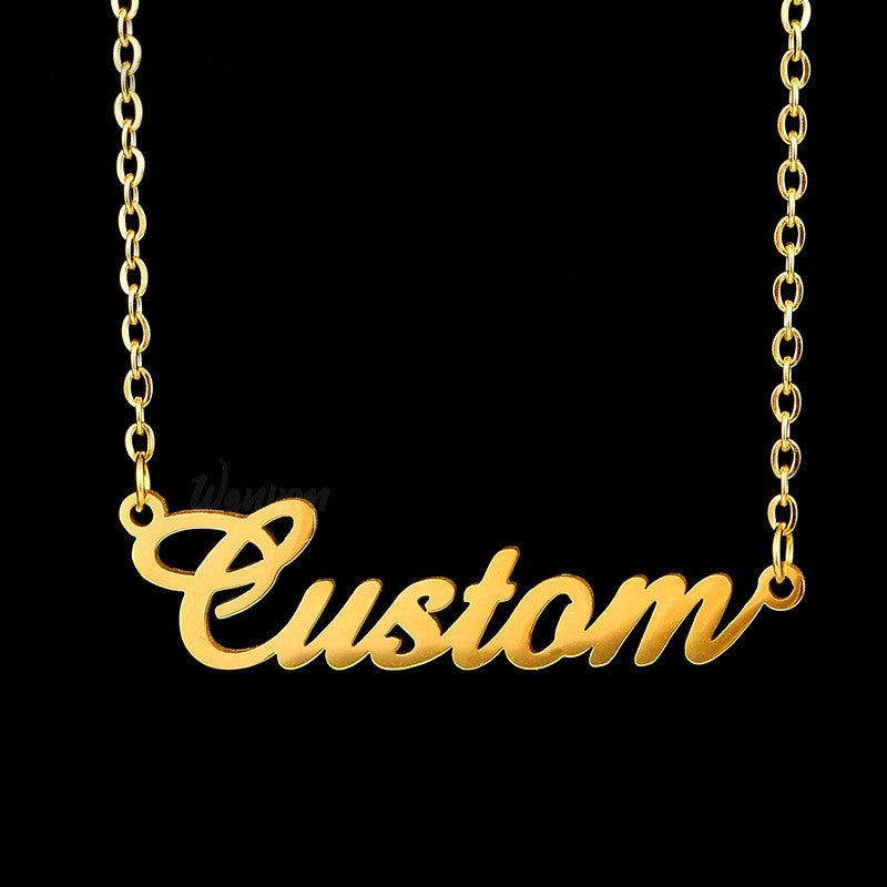 DIY Personalized Pendant  Name Necklace For Women Stainless Steel Jewelry Gold Plated Nameplate Chain Pendant Femme Mothers Girlfriend Gift