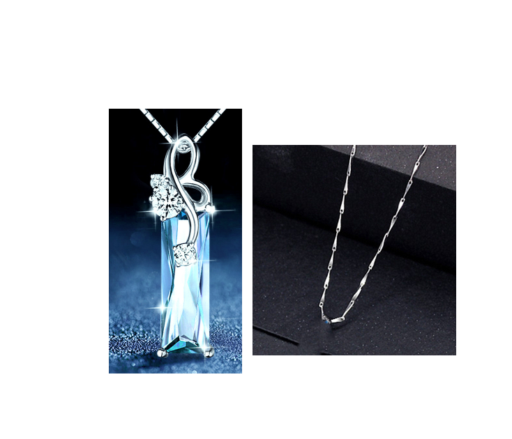 Fashion Blue Crystal European And American Retro Silver Plated Dignified Pendant