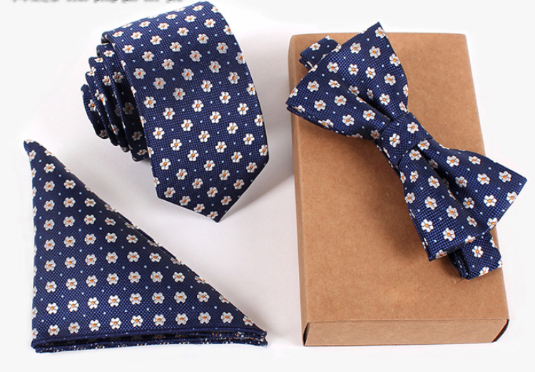 Slim Necktie Set Men Three-piece bow tie