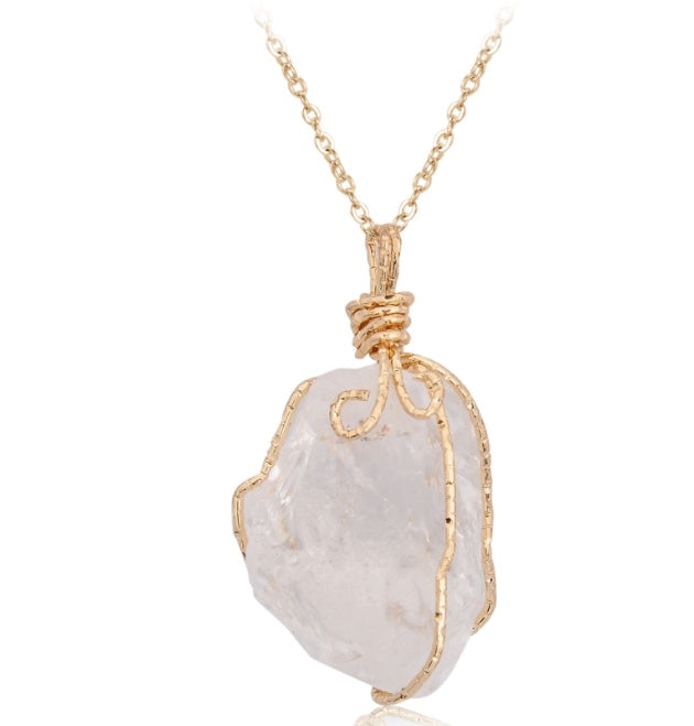 Natural Irregular Crystal Rough Necklace - Unique Stone Pendant