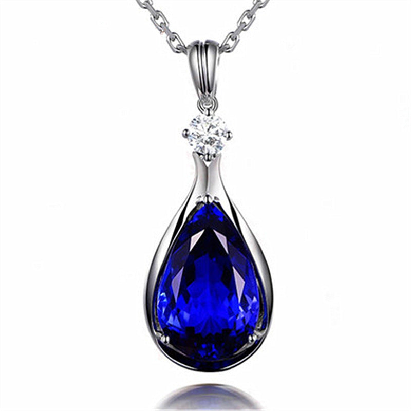 Angel Eyes Blue Crystal Sapphire Tanzanite Pendant Necklaces For Women Jewelry Bijoux Party Fashion Gifts