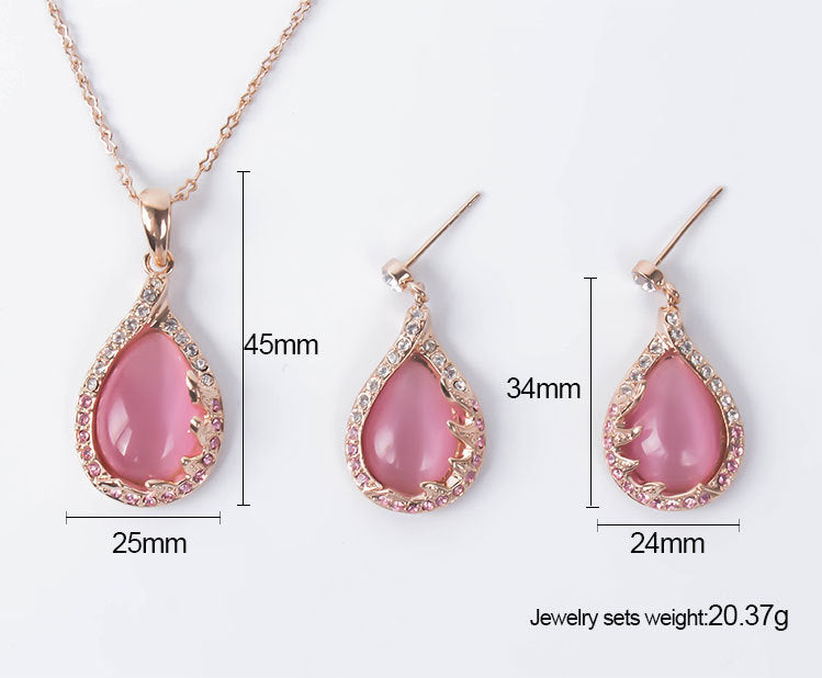 new fashion European and American bride necklace earrings two sets of ladies crystal jewelry set