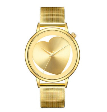 Elegant Heart-Shaped Hollow Out Quartz Watch