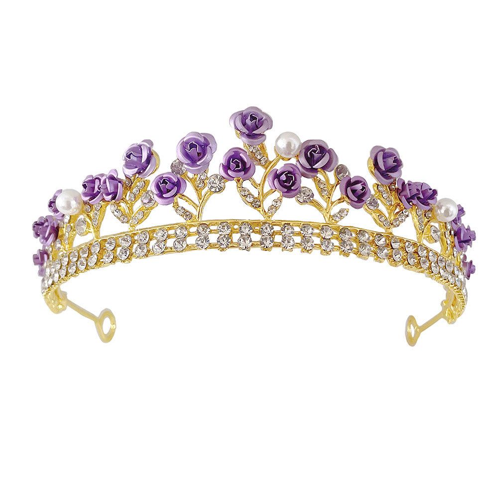 Purple Rose Crystal Jewelry Crown