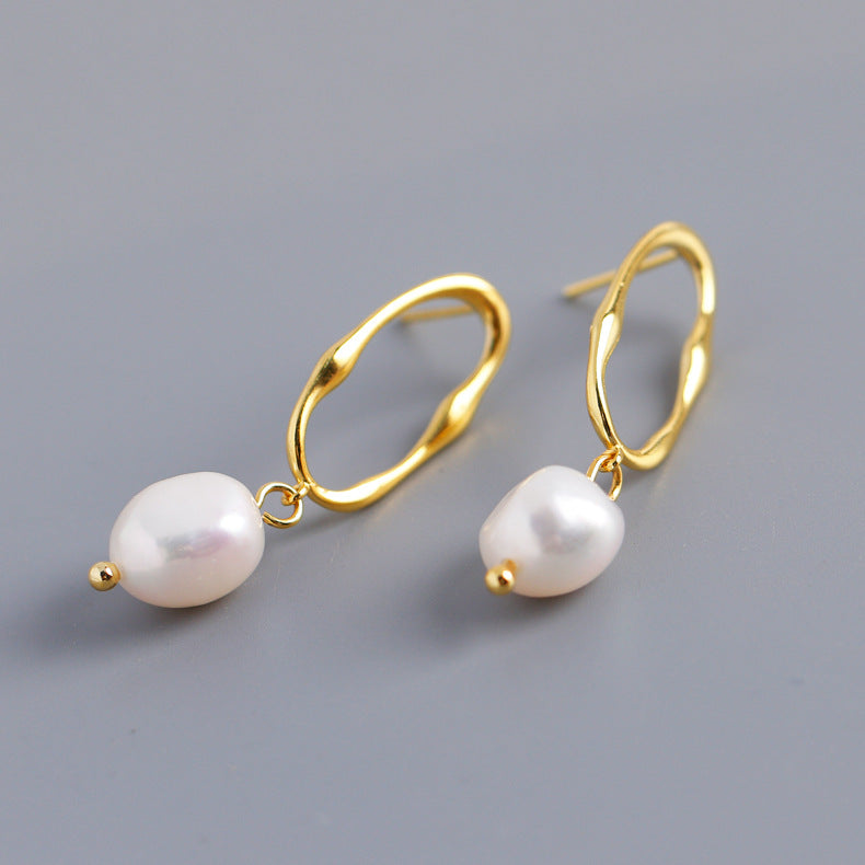 Personality Trend Baroque Irregular Shaped Water Pearl Earrings