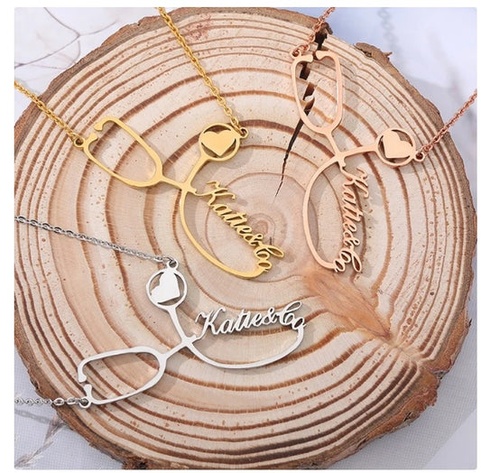 Customized Stethoscope Name Necklace