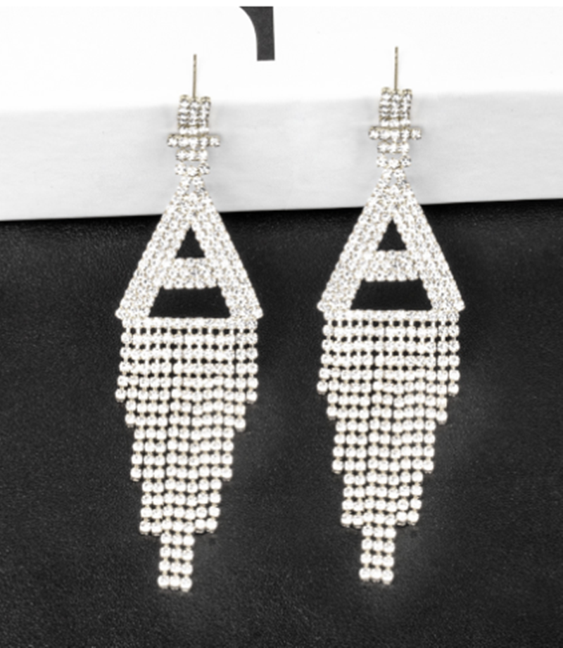 Fashion Jewelry 925 Silver Needle Ornaments Rhinestone Letter B Earrings Banquet Tassel Ear Ornaments Female