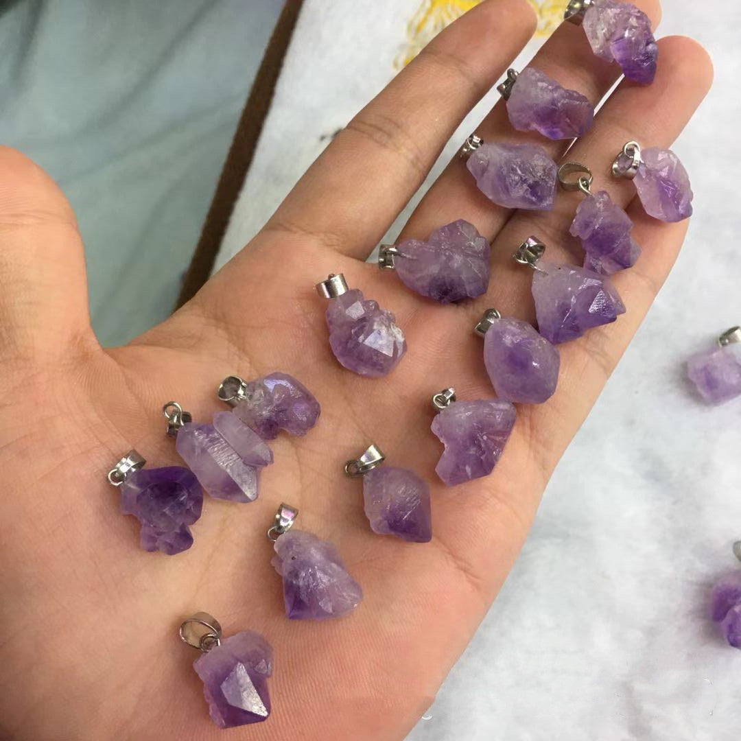 Natural Lavender Amethyst Rock Irregular Pendants