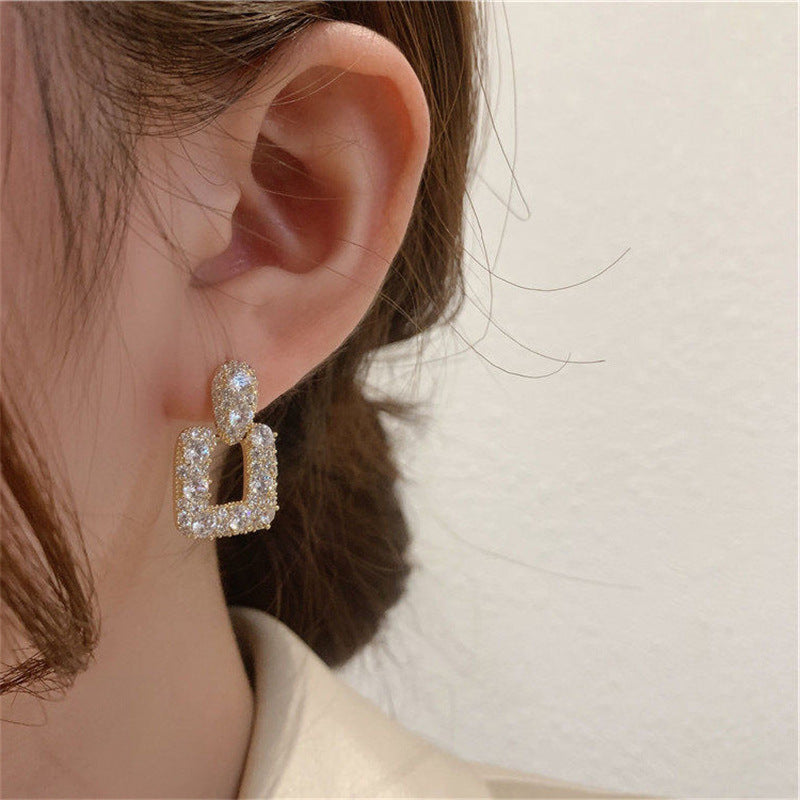 RETRO Geometric Square Personalized Simple Ear Studs