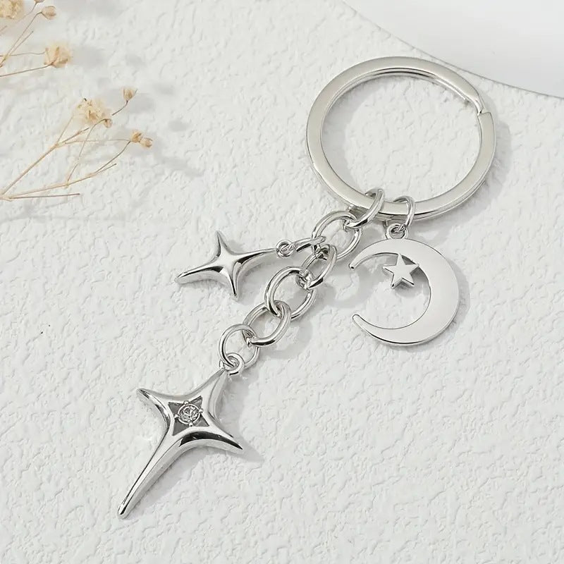 Alloy Star Hollow Keychain Ornaments Couple Men's And Women's Bags Pendant