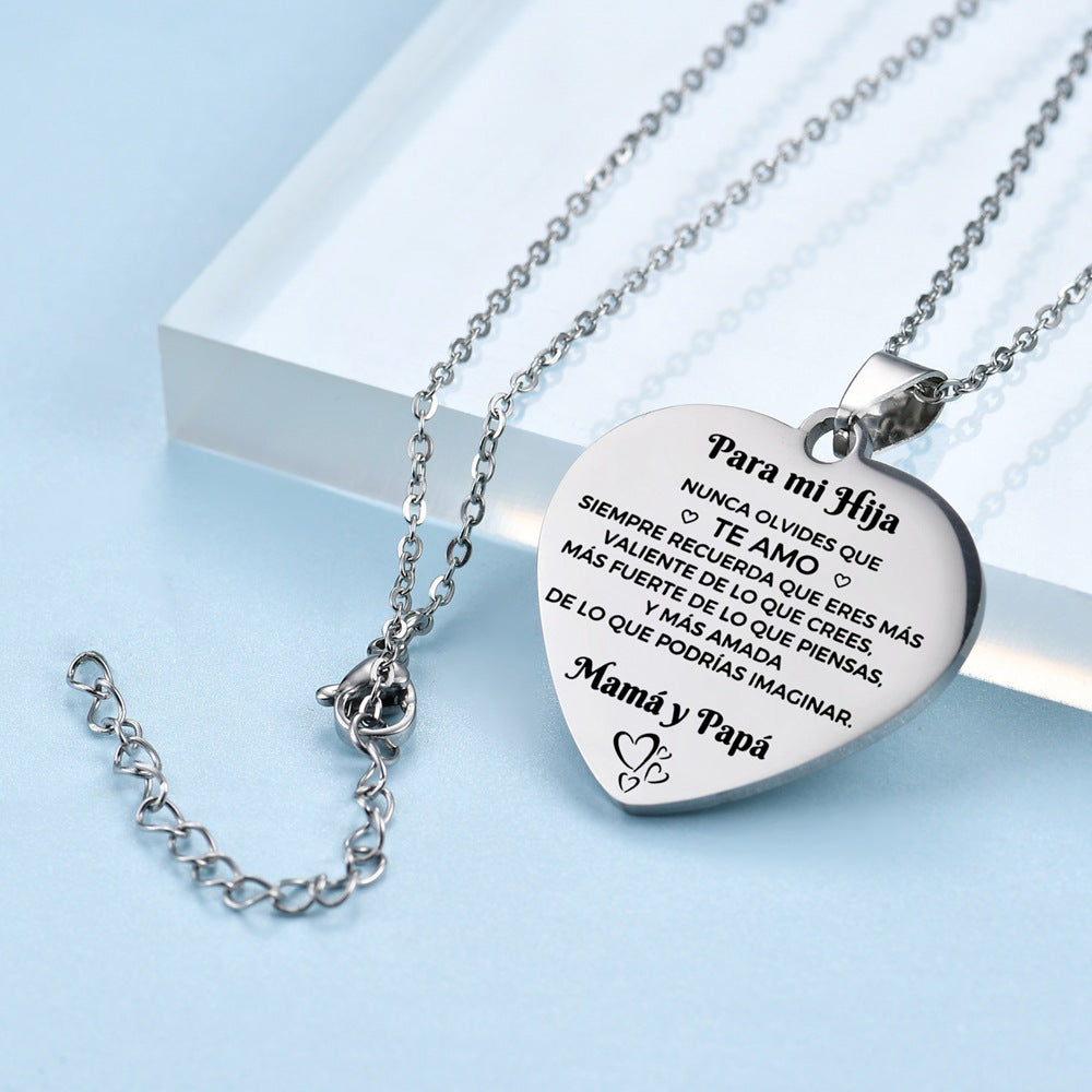 Stainless Steel Love Pendant Family Inspirational Necklace