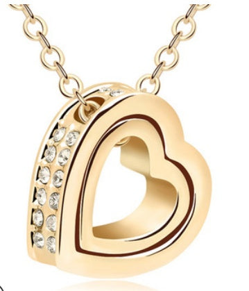 Radiant 18K Rose Gold Plated Austria Crystal Heart Pendant Necklace