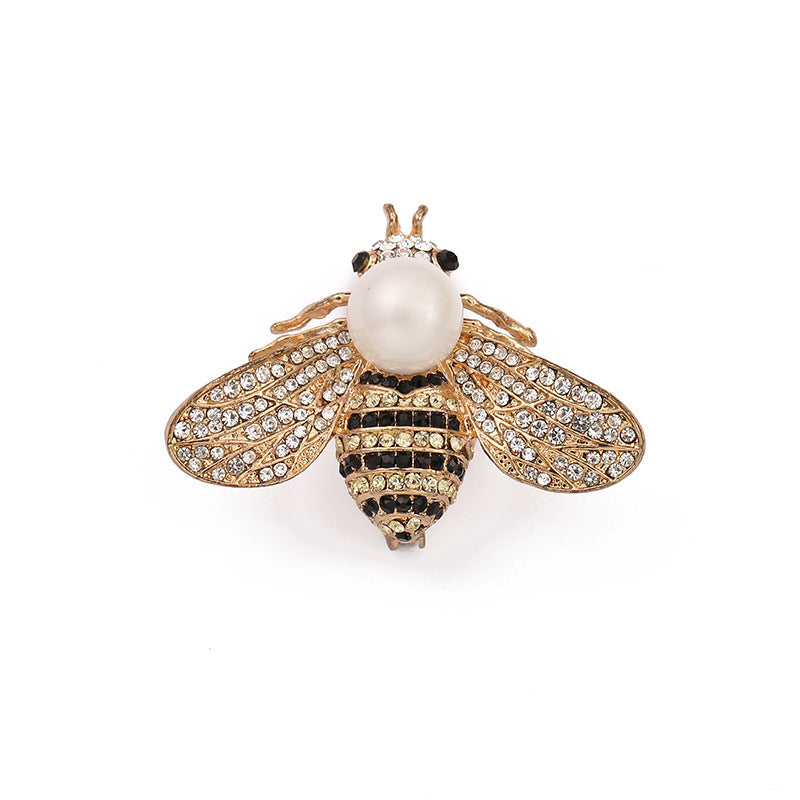 Cartoon Cute Bee Zircon Diamond Pearl Brooch