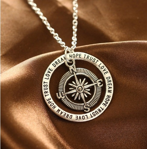 Love Hope Faith Dream Compass Pendant Necklace