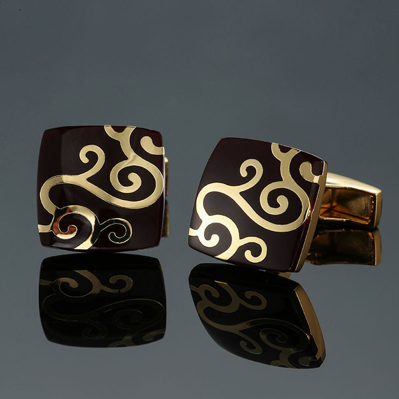 Grass Rose Gold And Silver Pattern Cufflinks