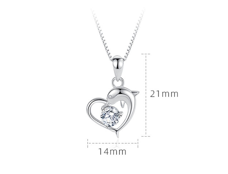 Sterling Silver S925 Dolphin Pendant Female