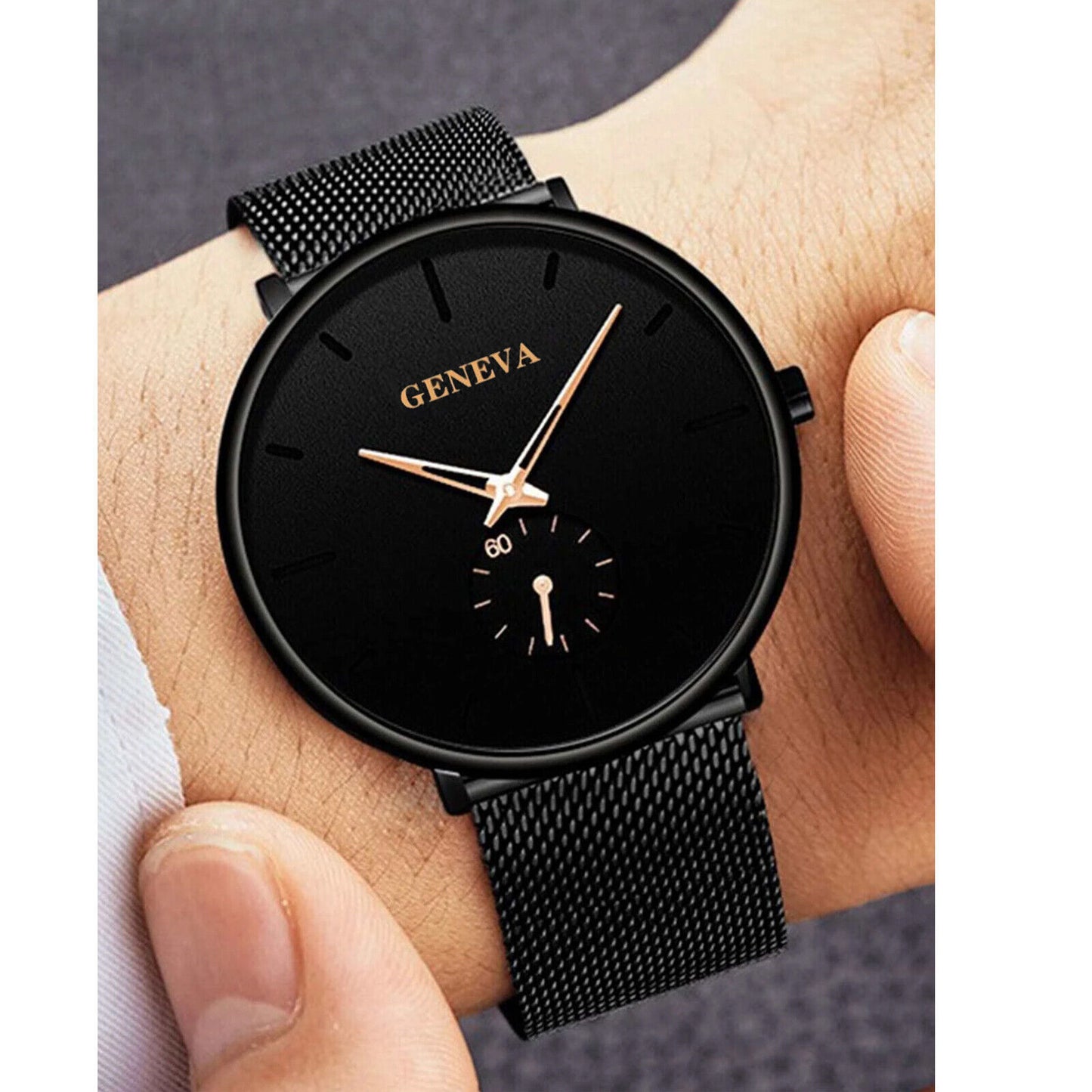 Luxury Men's Quartz Watch Business Stainless Steel Analog Ultra Thin Waterproof