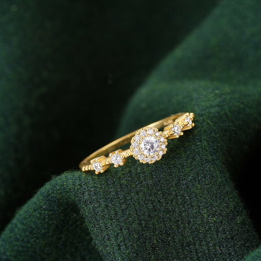 Exquisite Floral Rhinestone 925 Silver Proposal Ring