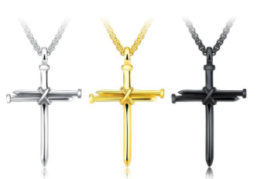 Titanium steel casting steel nails cross men's pendants necklace jewelry