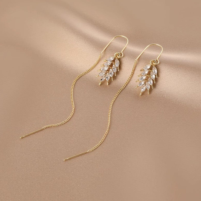 Golden Wheat Tassel String Earrings