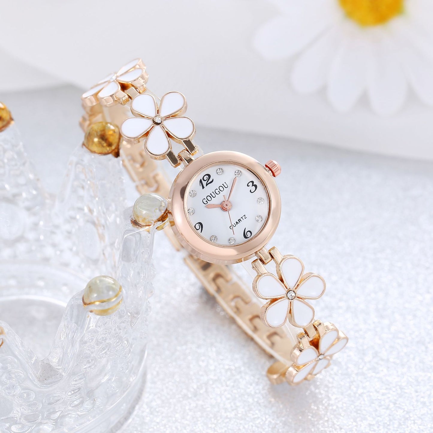 Floral Whisper Quartz Watch & Bracelet Set