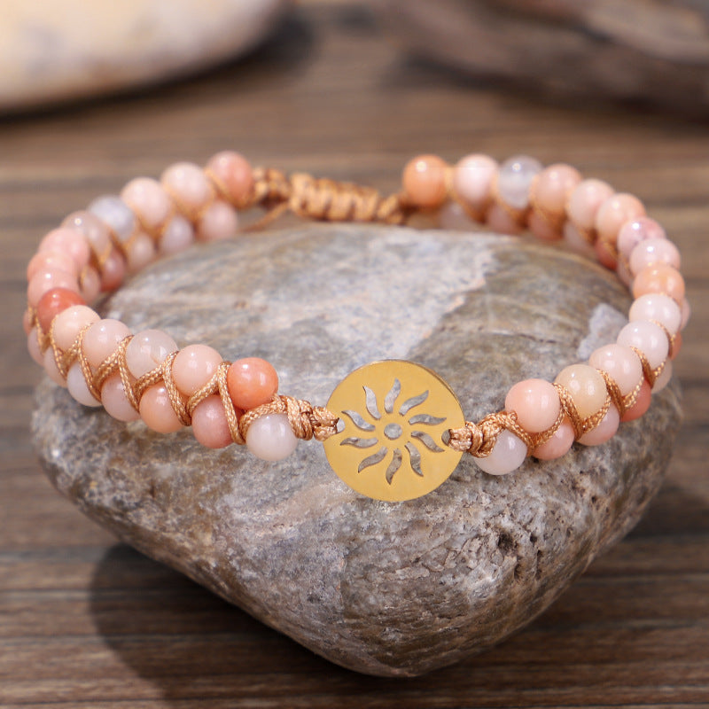 Double Layer Hand-woven Natural Stone Hollow Yoga Meditation Bracelet