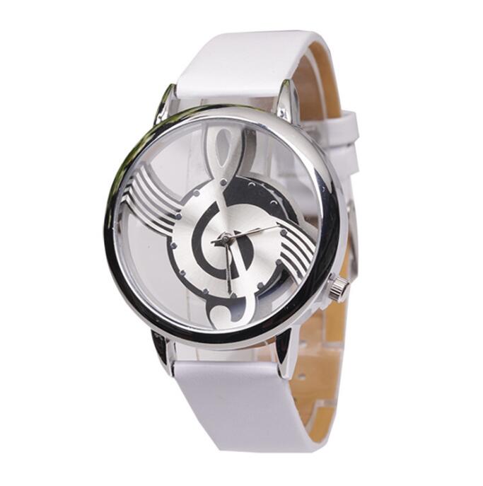 Hollow Musical Note Leather Wrist Watch