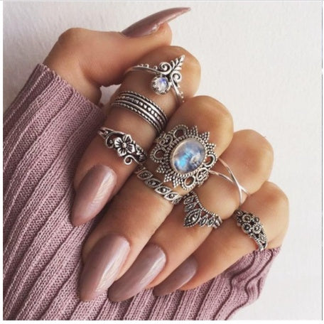 Gold Boho & Vintage Stackable Ring Set