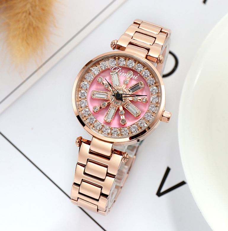 Time to run rhinestone steel belt fashion trend student fashion watch watch female